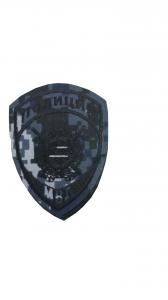 Шеврон вышитый "Полиция Охрана обществ. порядка" цифра синяя черный приказ 777 100*75 мм
